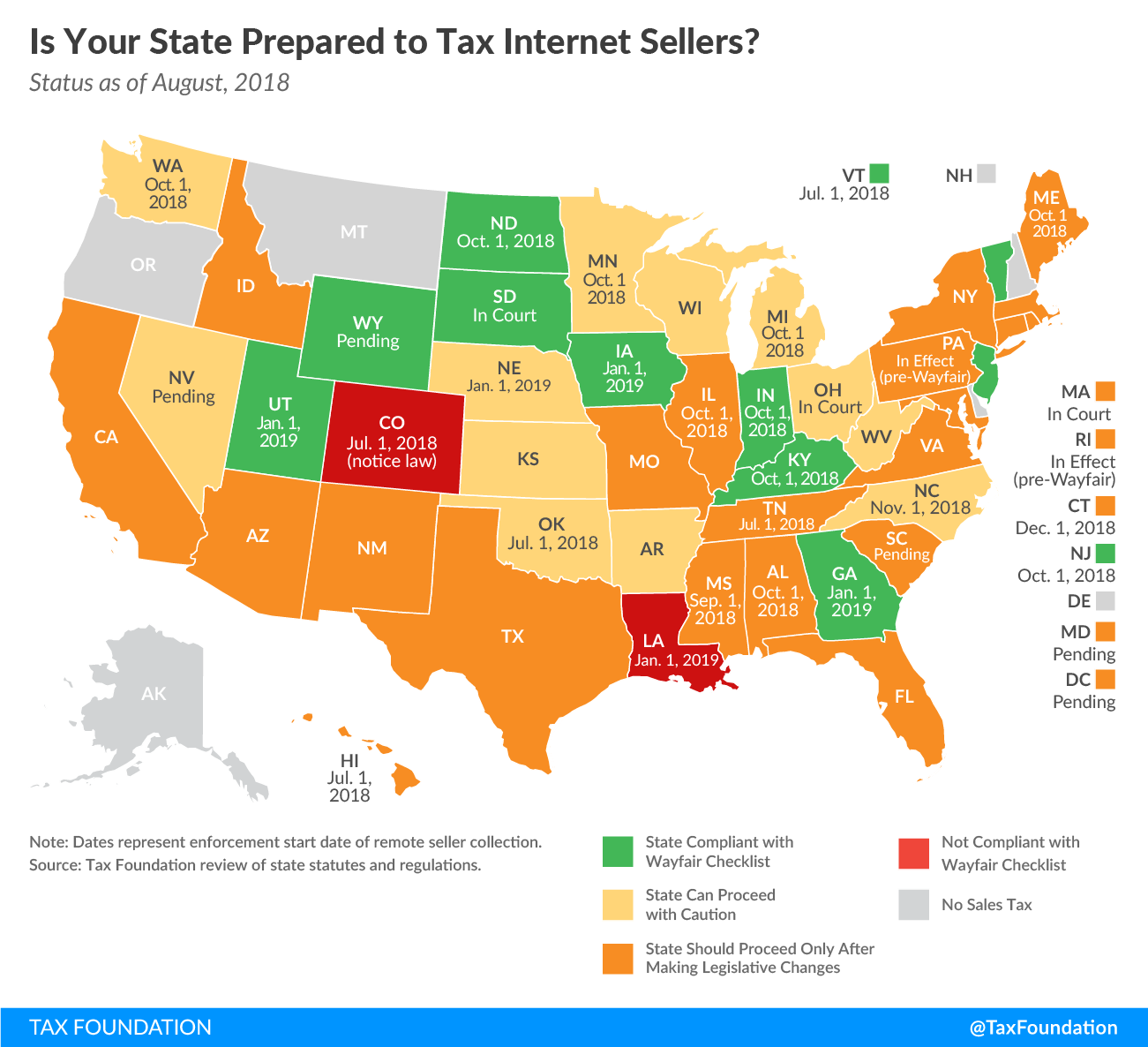 Wayfair- Is Your State Prepared to Tax Internet Sellers Map